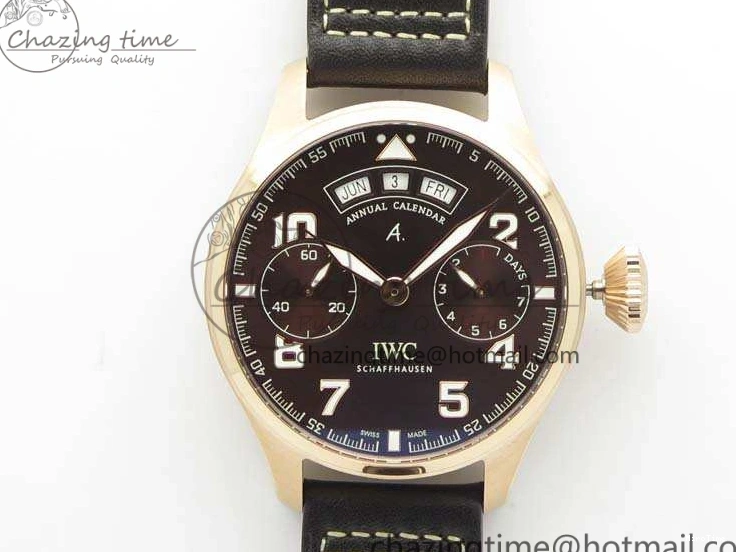 MIROTIME 0202 Popular Big Pilot Real PR IW502706 RG YLF 1:1 Best Edition Brown Dial On Calfskin Strap A 7223